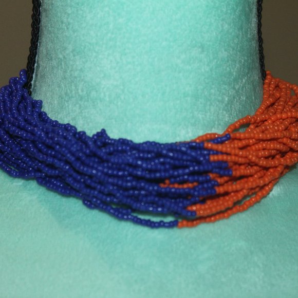 Florida Gators Colors Seed Bead Necklace - Picture 3 of 3